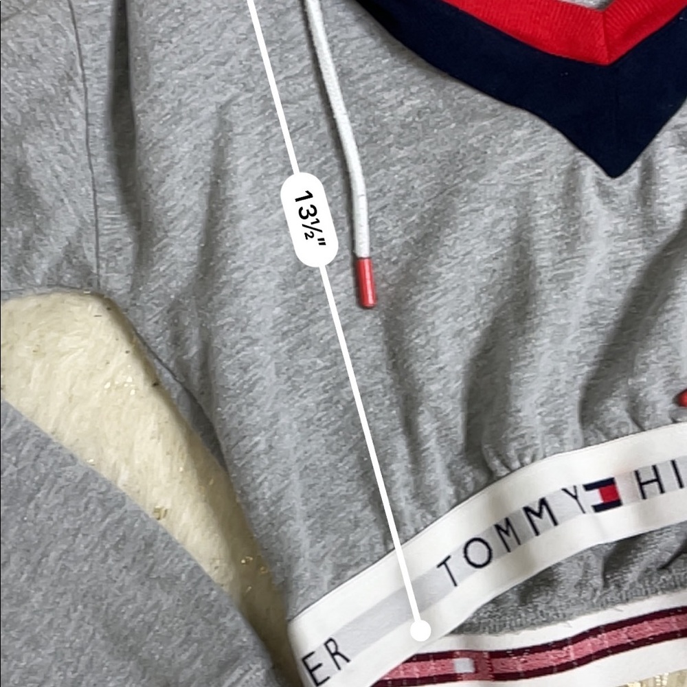 Tommy Hilfiger cropped grey retro v-neck hoodie - Picture 4 of 4